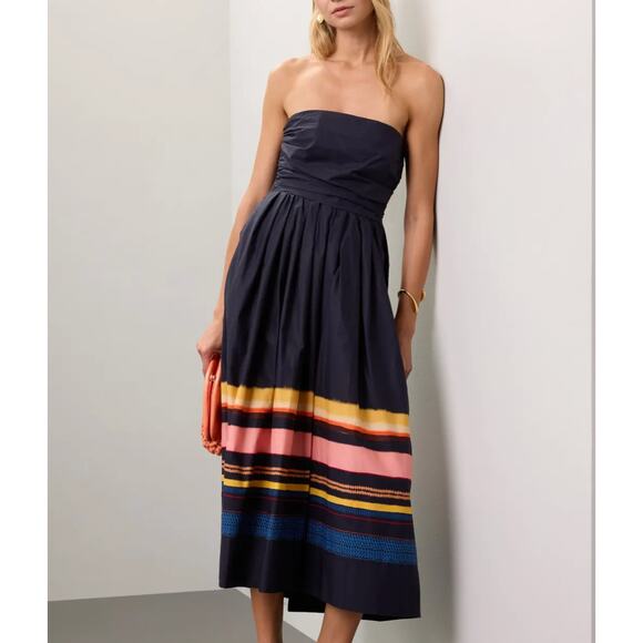 A.L.C. Dresses & Skirts - A.L.C. Blue Bustier Midi Dress SMALL Cotton Strapless Vacation Designer $500